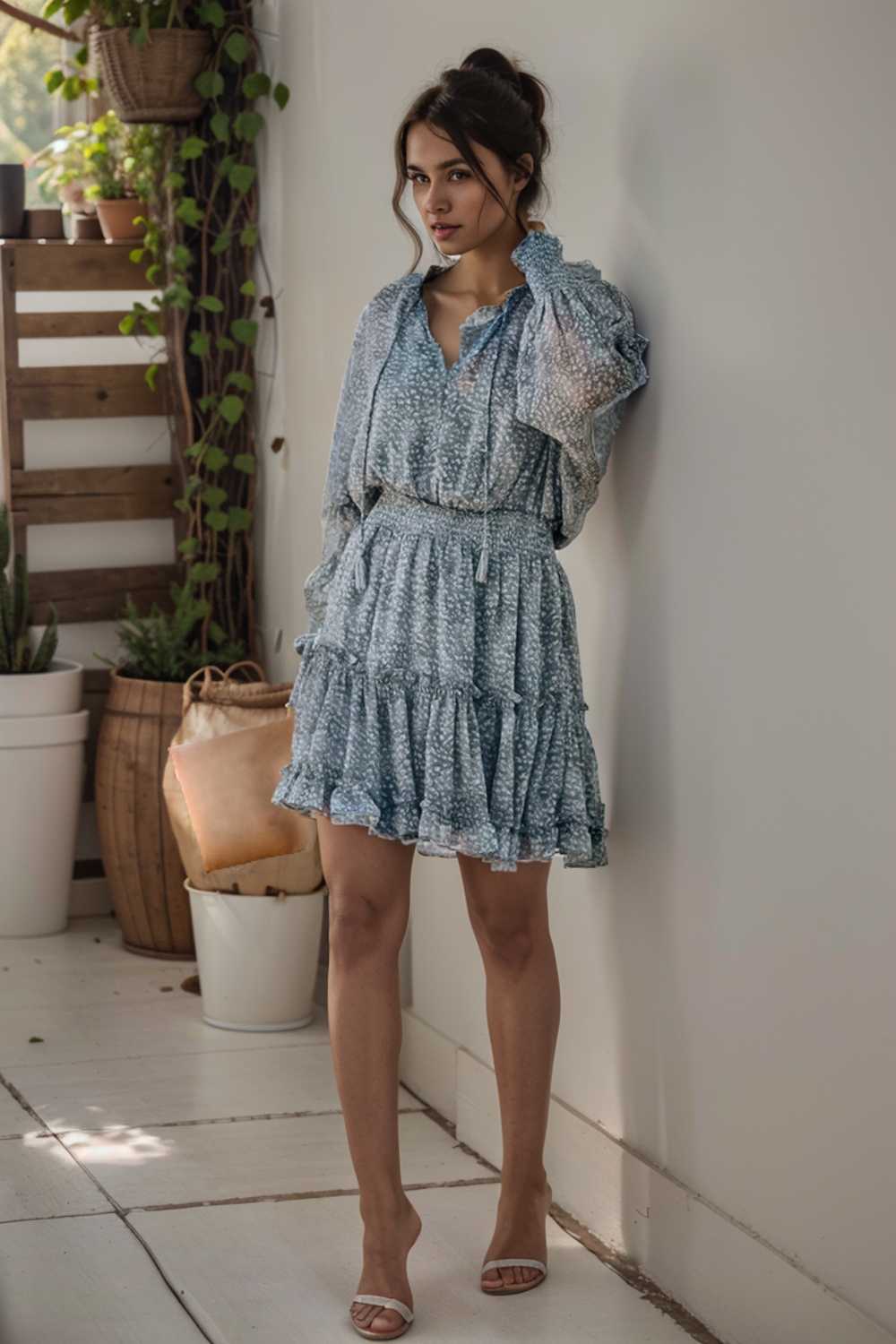 loose leopard print v neck dress drop shoulder a line closed cape paneled 131772