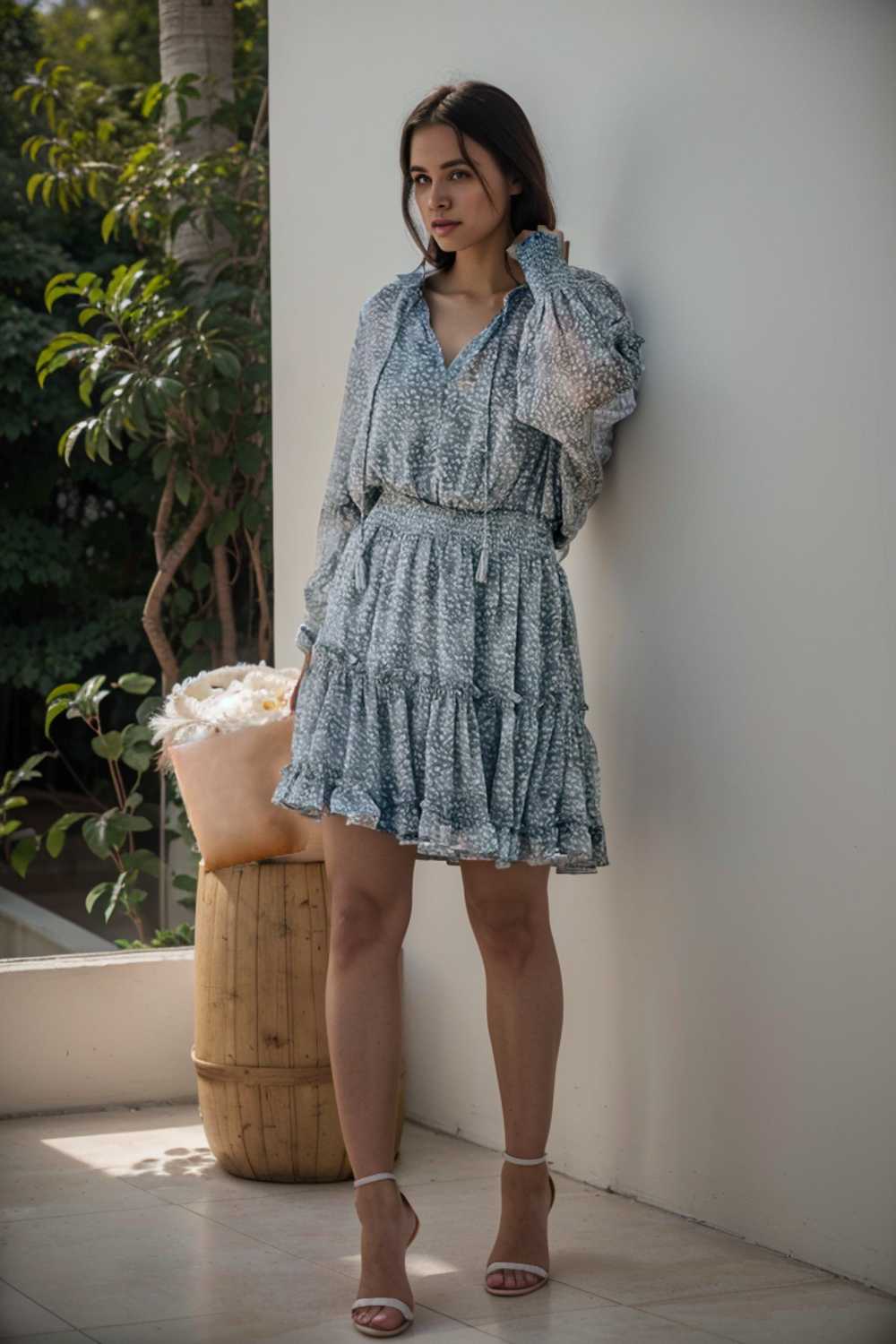 loose leopard print v neck dress drop shoulder a line closed cape paneled 133845
