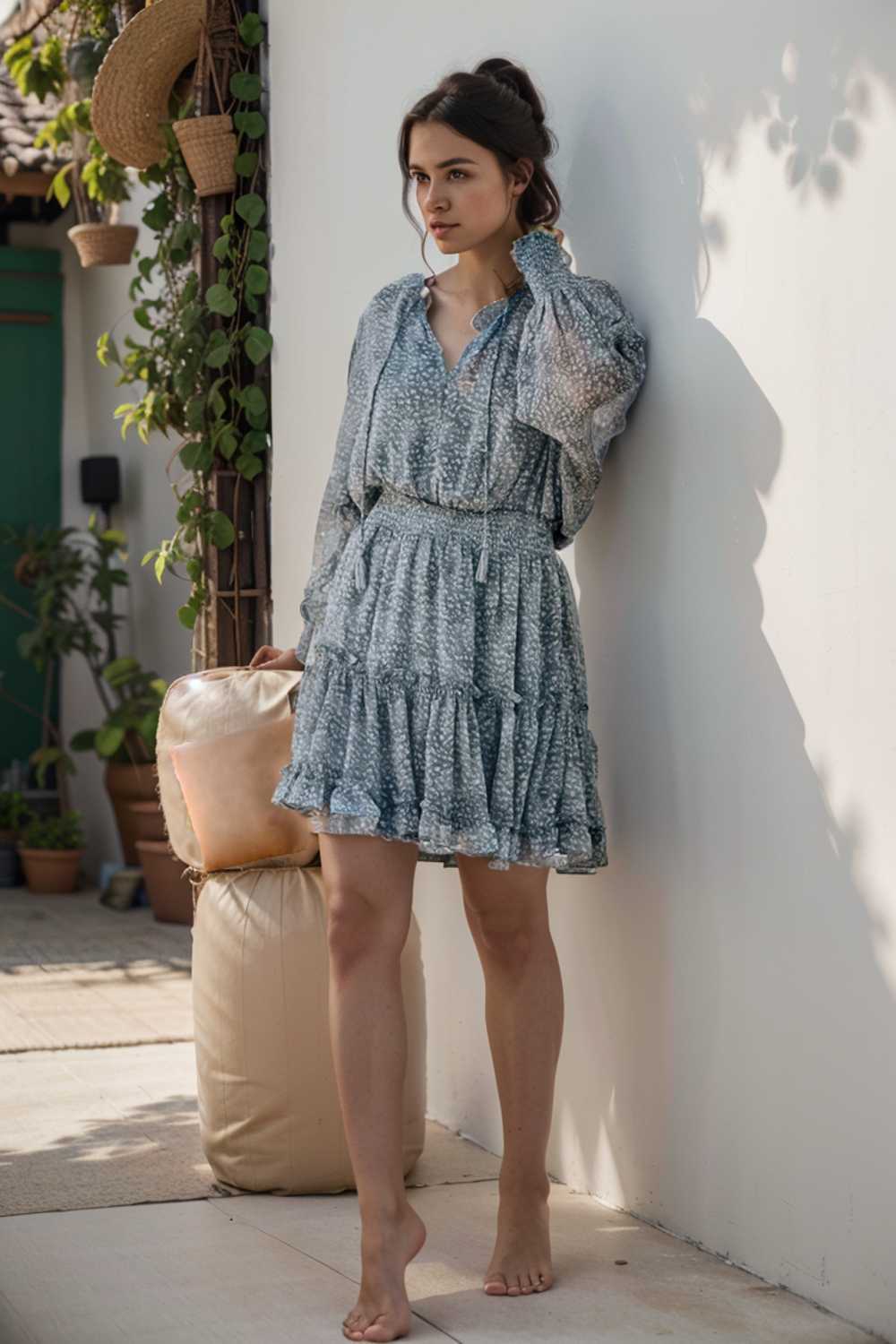 loose leopard print v neck dress drop shoulder a line closed cape paneled 133840