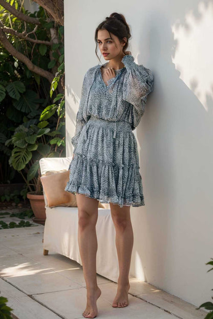loose leopard print v neck dress drop shoulder a line closed cape paneled 138090