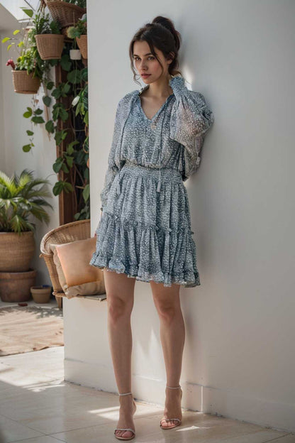 loose leopard print v neck dress drop shoulder a line closed cape paneled 138086
