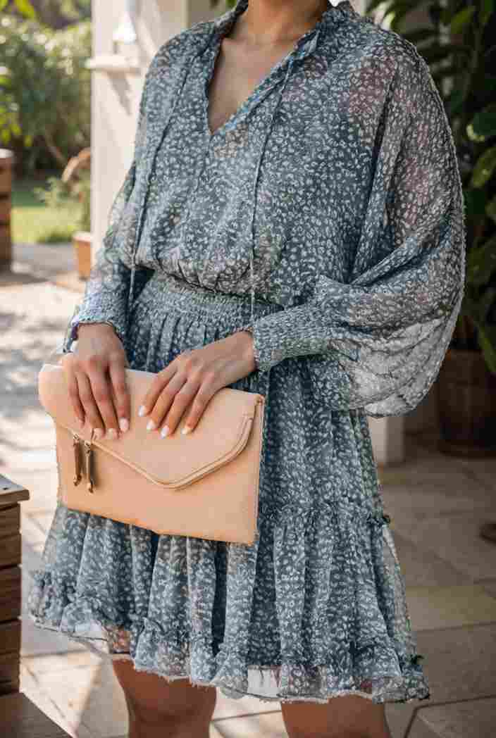 loose leopard print v neck dress drop shoulder a line closed cape paneled 141328