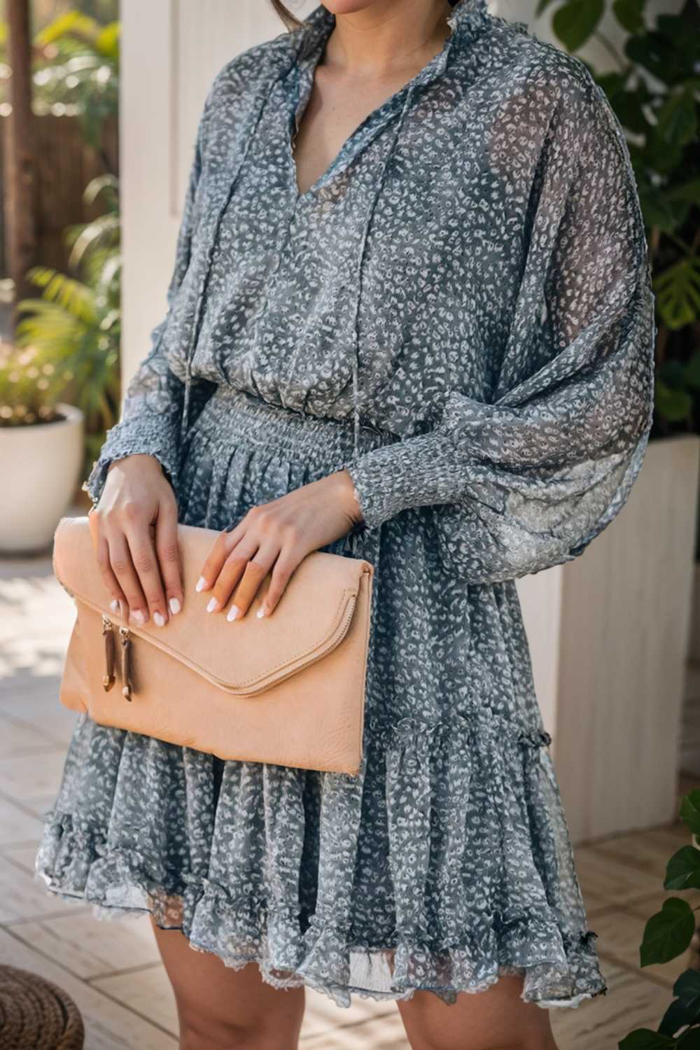 loose leopard print v neck dress drop shoulder a line closed cape paneled 131719