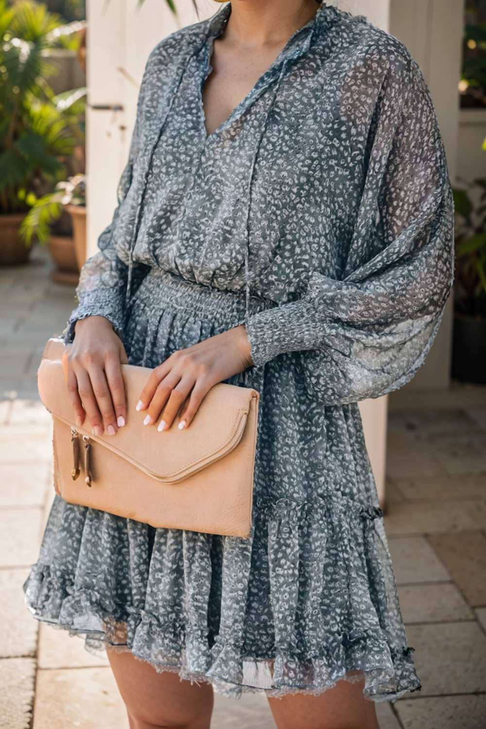 loose leopard print v neck dress drop shoulder a line closed cape paneled 105803