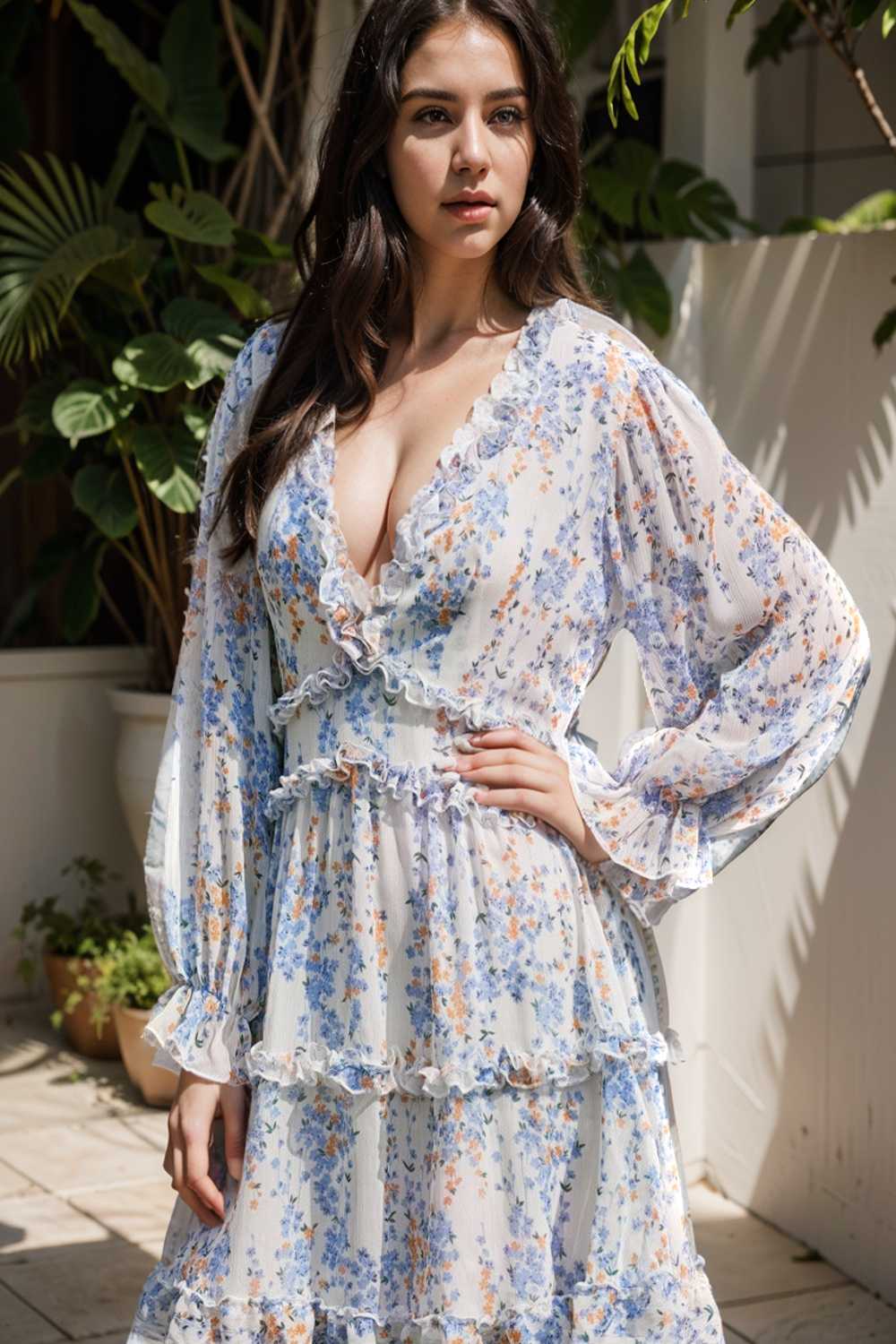 loose leopard print v neck dress drop shoulder a line closed cape paneled 106634