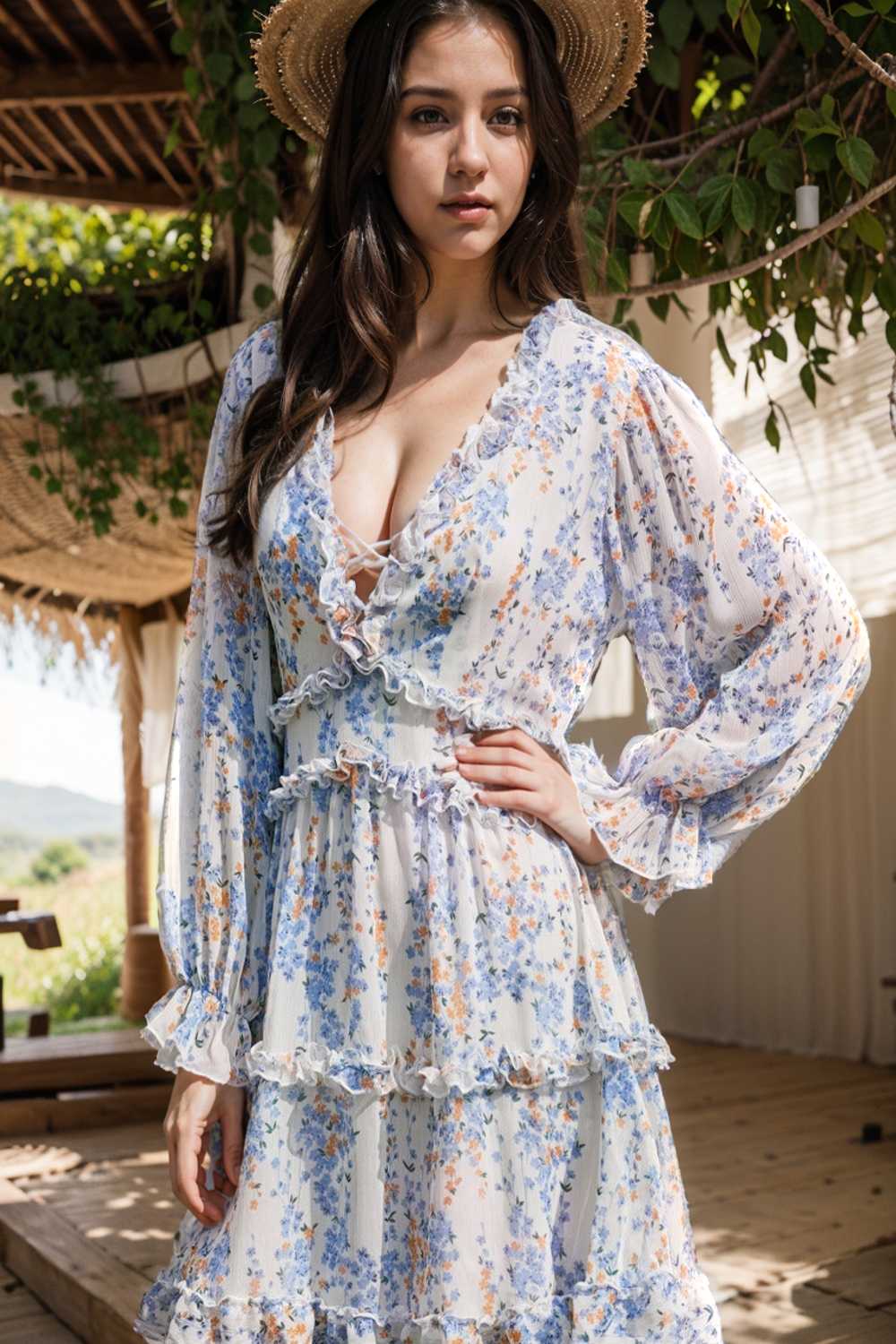loose leopard print v neck dress drop shoulder a line closed cape paneled 130251