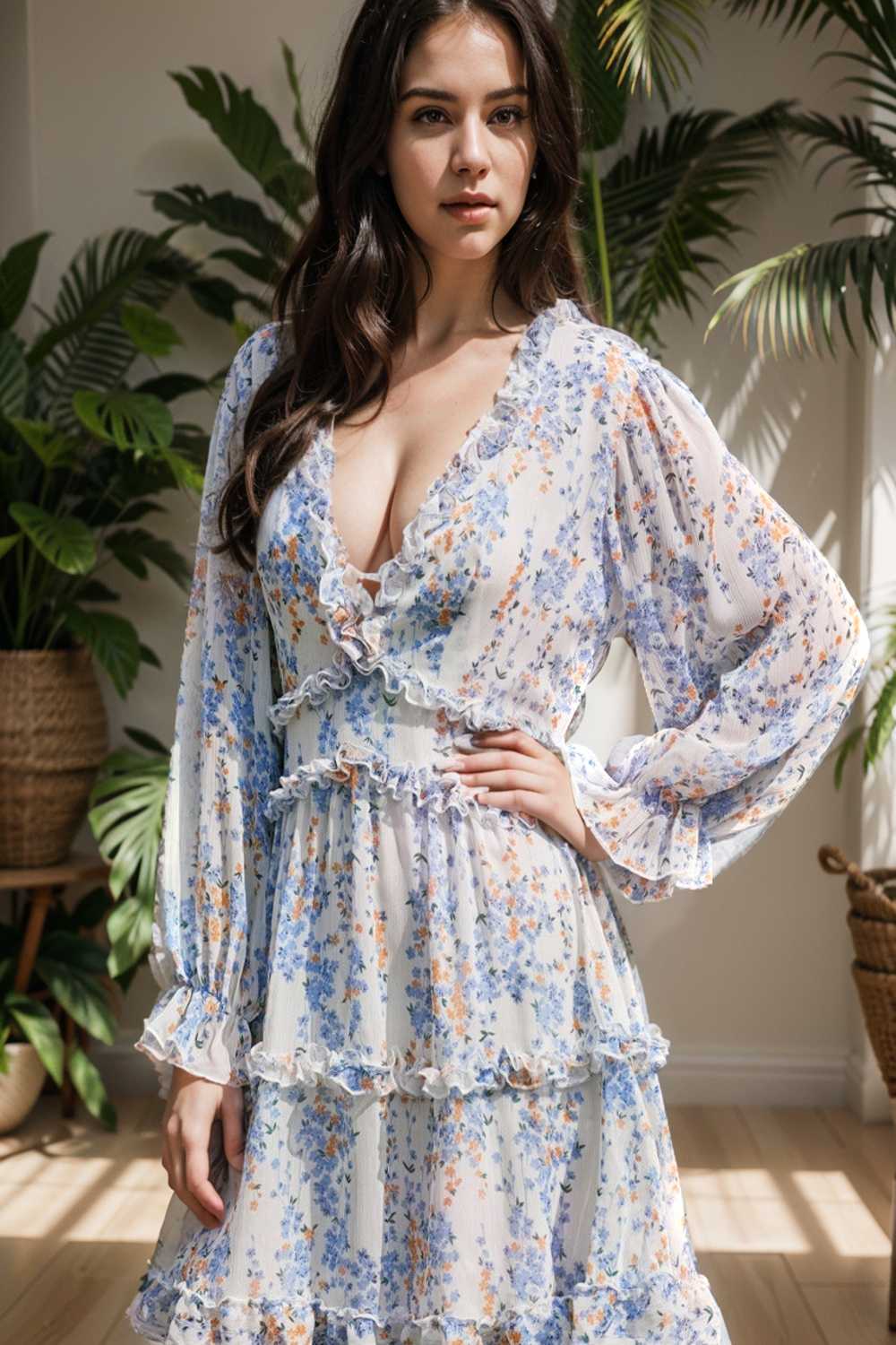 loose leopard print v neck dress drop shoulder a line closed cape paneled 105765