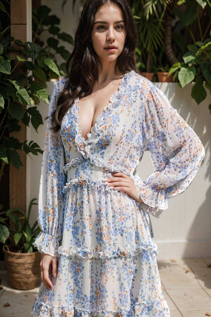 loose leopard print v neck dress drop shoulder a line closed cape paneled 116887