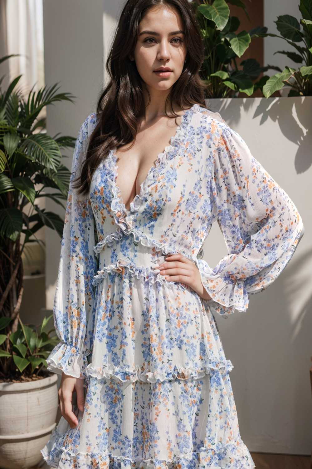 loose leopard print v neck dress drop shoulder a line closed cape paneled 131894