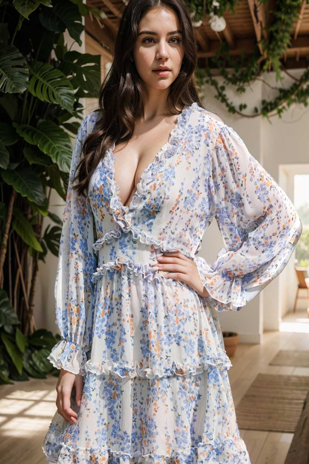 loose leopard print v neck dress drop shoulder a line closed cape paneled 111930