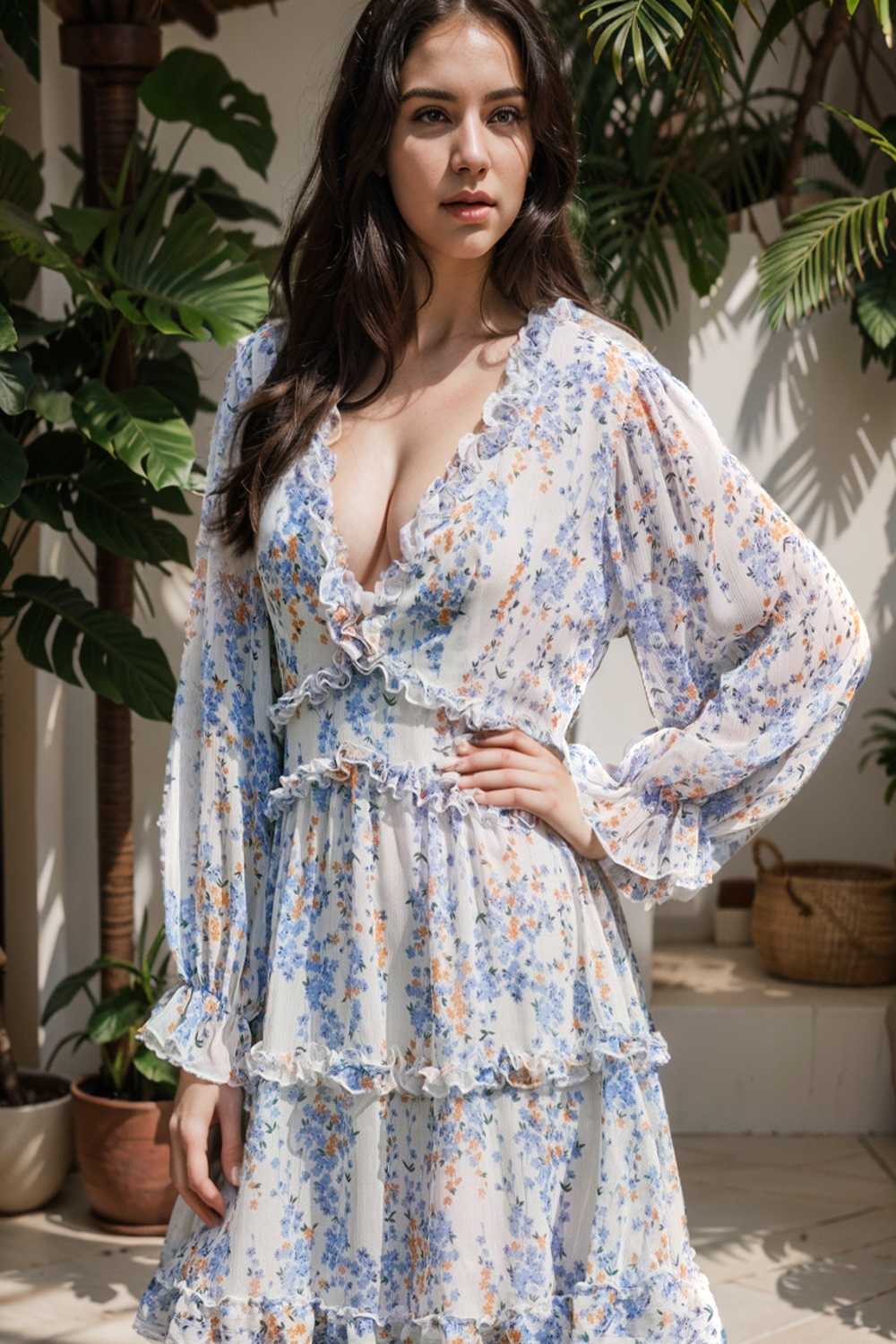 loose leopard print v neck dress drop shoulder a line closed cape paneled 131893