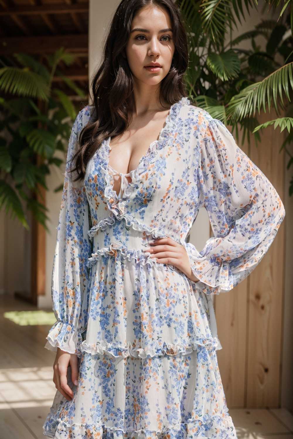 loose leopard print v neck dress drop shoulder a line closed cape paneled 105759
