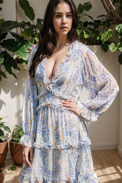 loose leopard print v neck dress drop shoulder a line closed cape paneled 130580
