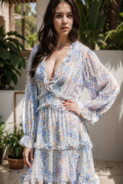loose leopard print v neck dress drop shoulder a line closed cape paneled 130576