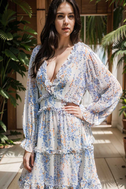 loose leopard print v neck dress drop shoulder a line closed cape paneled 126160