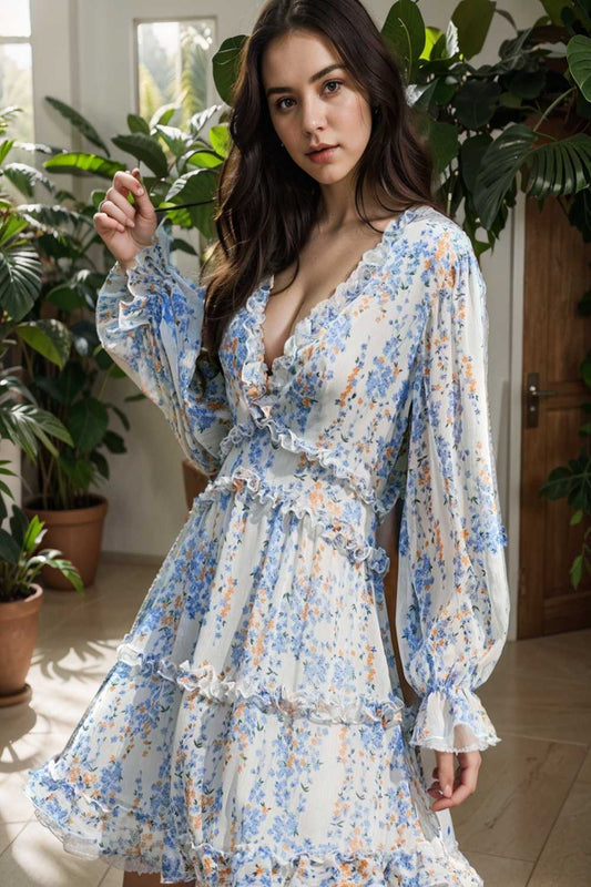 loose leopard print v neck dress drop shoulder a line closed cape paneled 130804