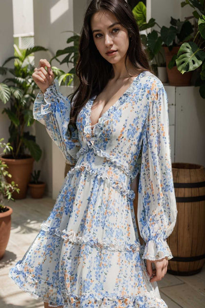 loose leopard print v neck dress drop shoulder a line closed cape paneled 118638