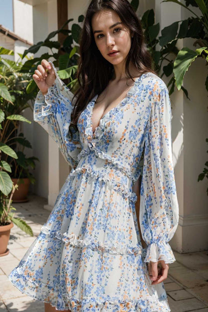 loose leopard print v neck dress drop shoulder a line closed cape paneled 131878