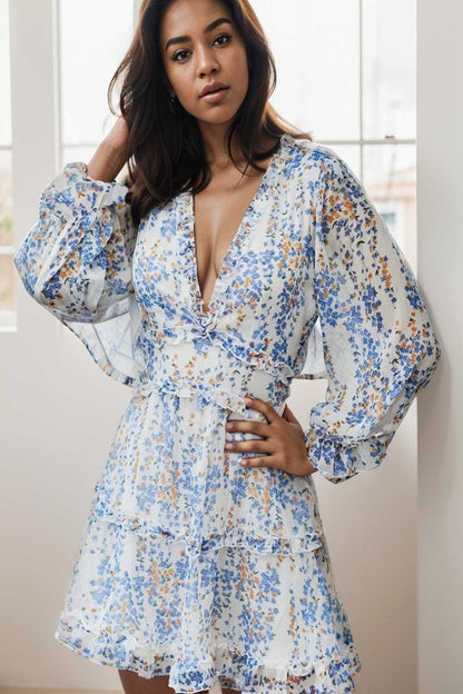 loose leopard print v neck dress drop shoulder a line closed cape paneled 131877