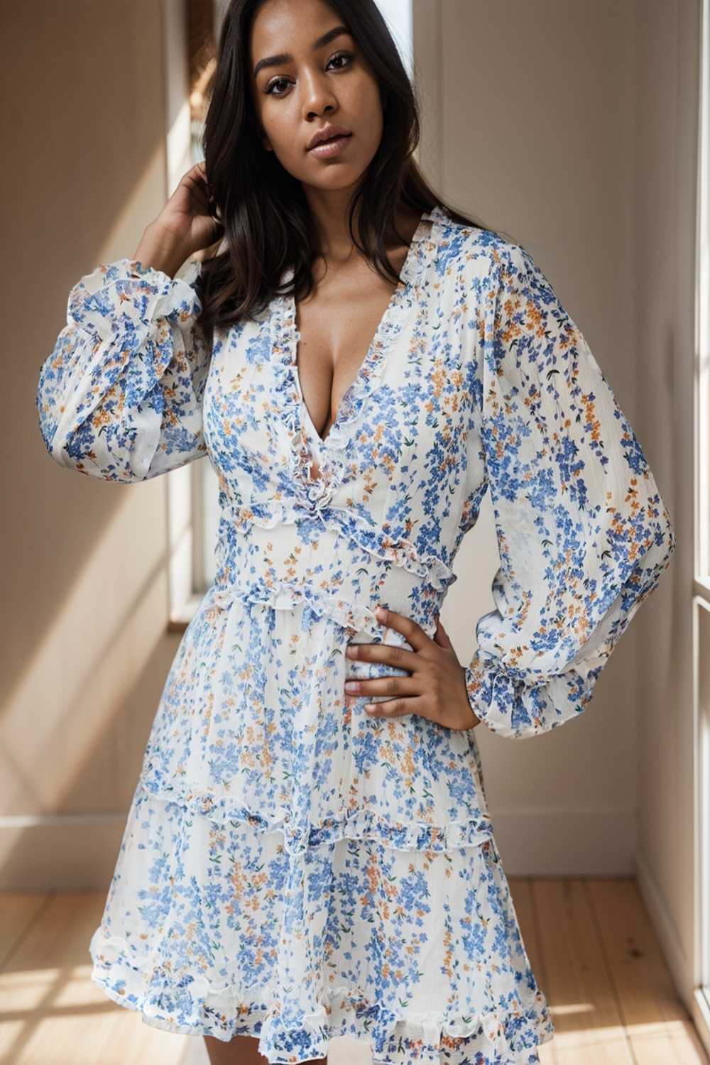 loose leopard print v neck dress drop shoulder a line closed cape paneled 132654