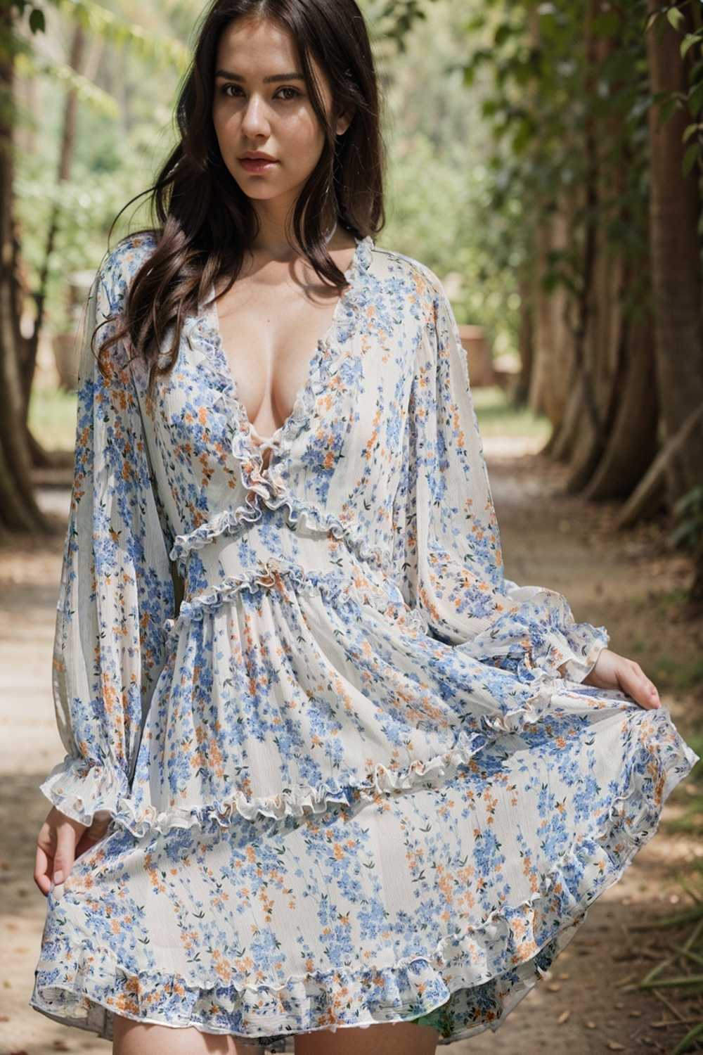 loose leopard print v neck dress drop shoulder a line closed cape paneled 131855