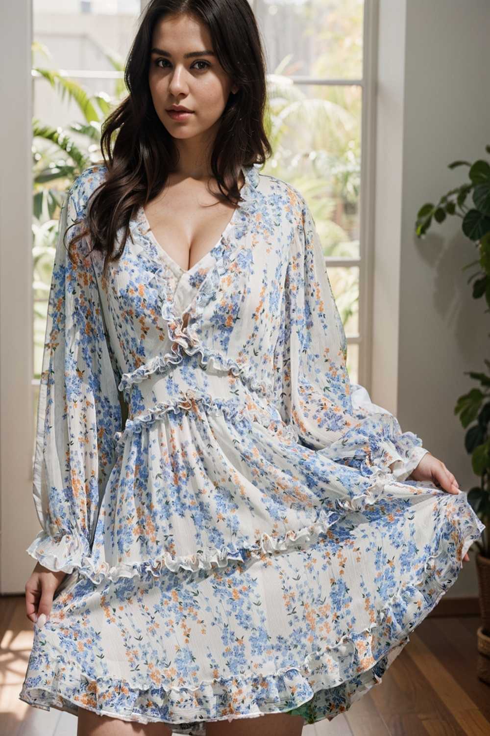 loose leopard print v neck dress drop shoulder a line closed cape paneled 131854