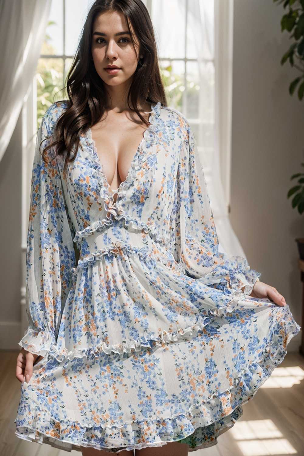 loose leopard print v neck dress drop shoulder a line closed cape paneled 131852
