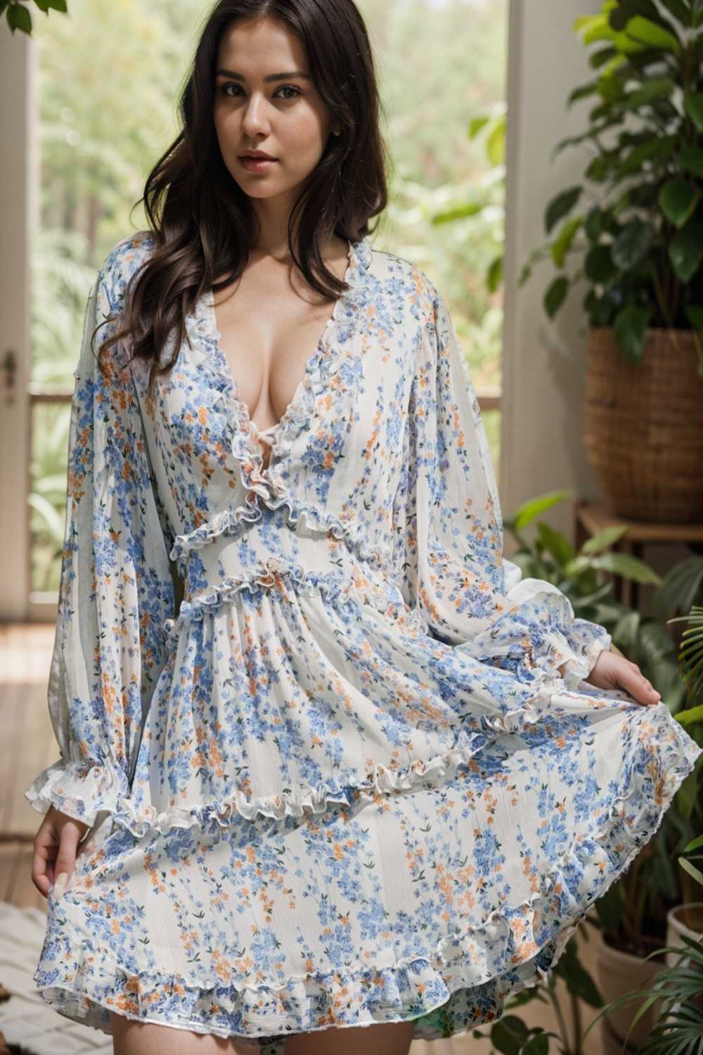 loose leopard print v neck dress drop shoulder a line closed cape paneled 121085