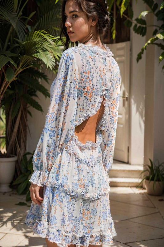 loose leopard print v neck dress drop shoulder a line closed cape paneled 108196