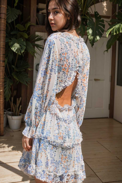loose leopard print v neck dress drop shoulder a line closed cape paneled 131829