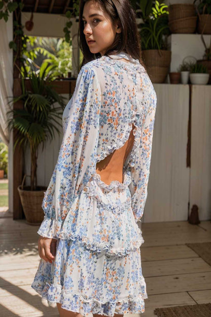 loose leopard print v neck dress drop shoulder a line closed cape paneled 107013