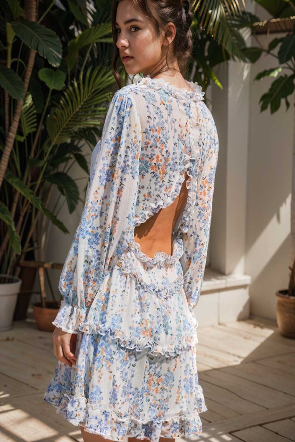loose leopard print v neck dress drop shoulder a line closed cape paneled 121082
