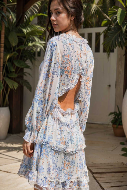 loose leopard print v neck dress drop shoulder a line closed cape paneled 120478