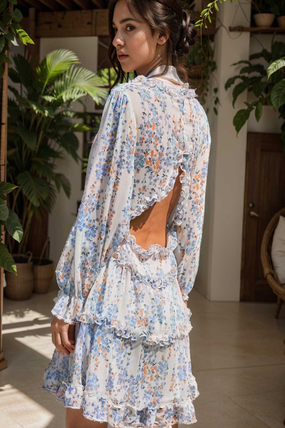 loose leopard print v neck dress drop shoulder a line closed cape paneled 131848
