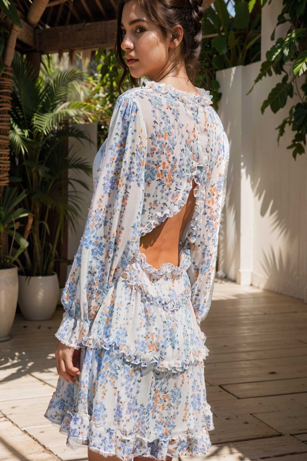 loose leopard print v neck dress drop shoulder a line closed cape paneled 107008