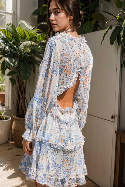 loose leopard print v neck dress drop shoulder a line closed cape paneled 120472