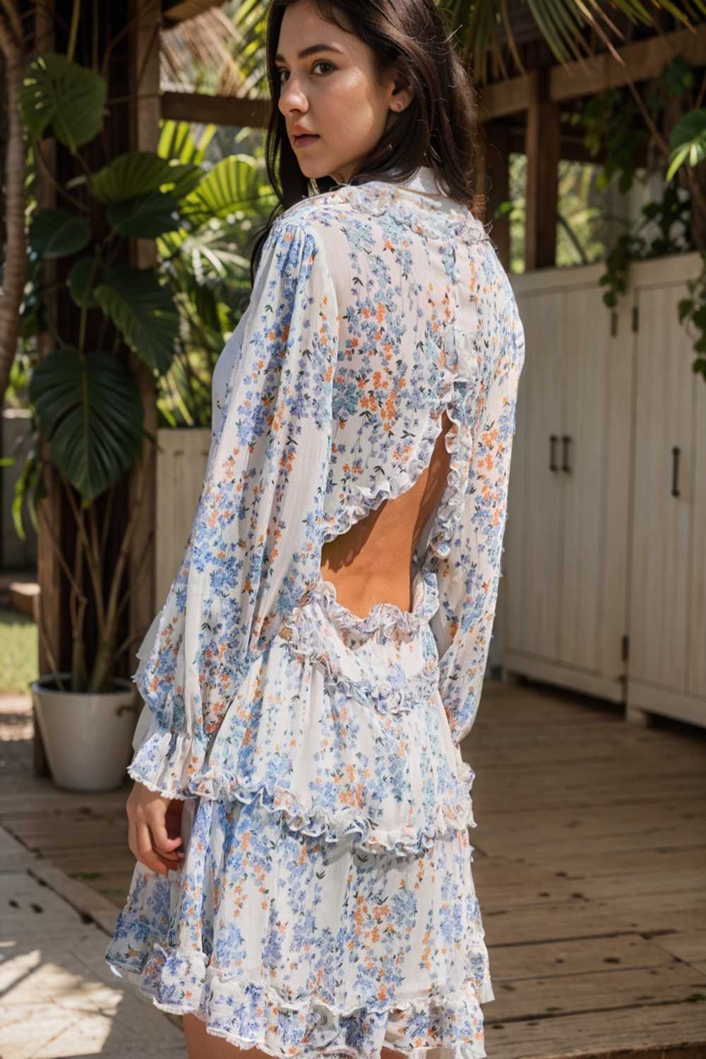 loose leopard print v neck dress drop shoulder a line closed cape paneled 107005
