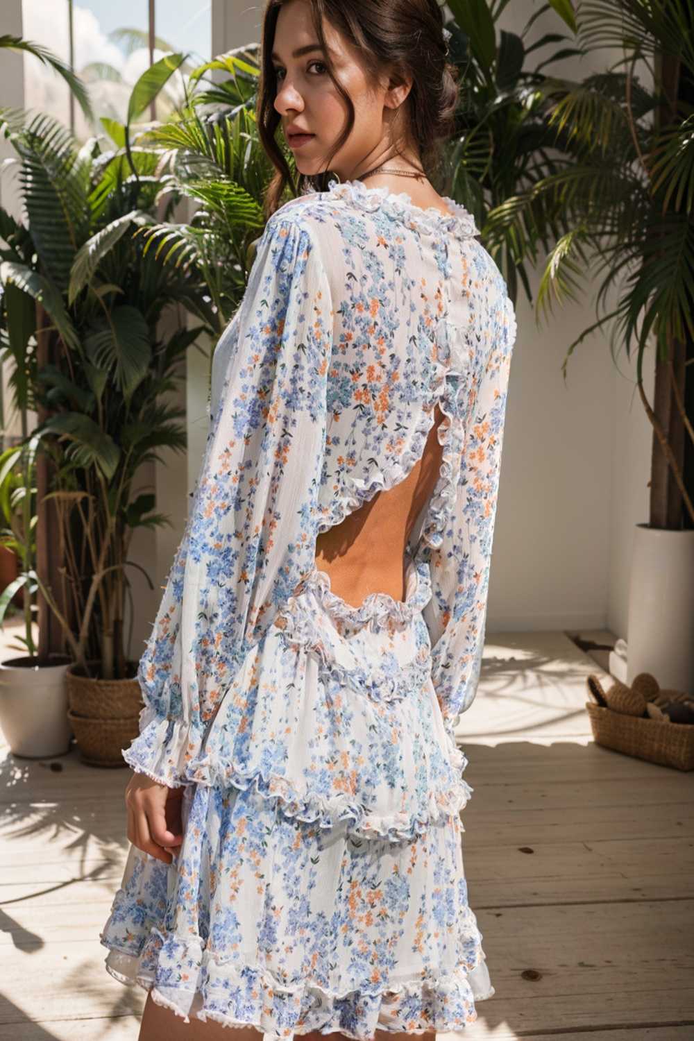 loose leopard print v neck dress drop shoulder a line closed cape paneled 115930