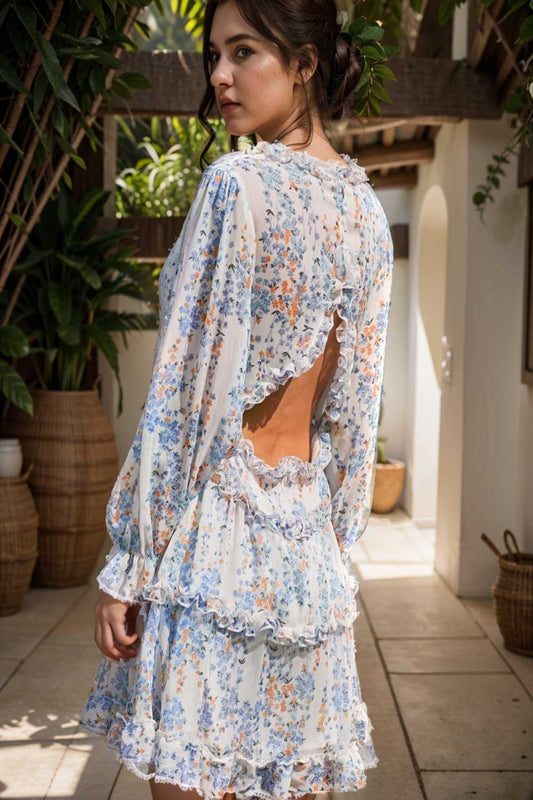 loose leopard print v neck dress drop shoulder a line closed cape paneled 107004