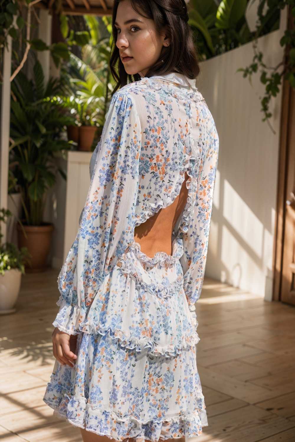 loose leopard print v neck dress drop shoulder a line closed cape paneled 121067