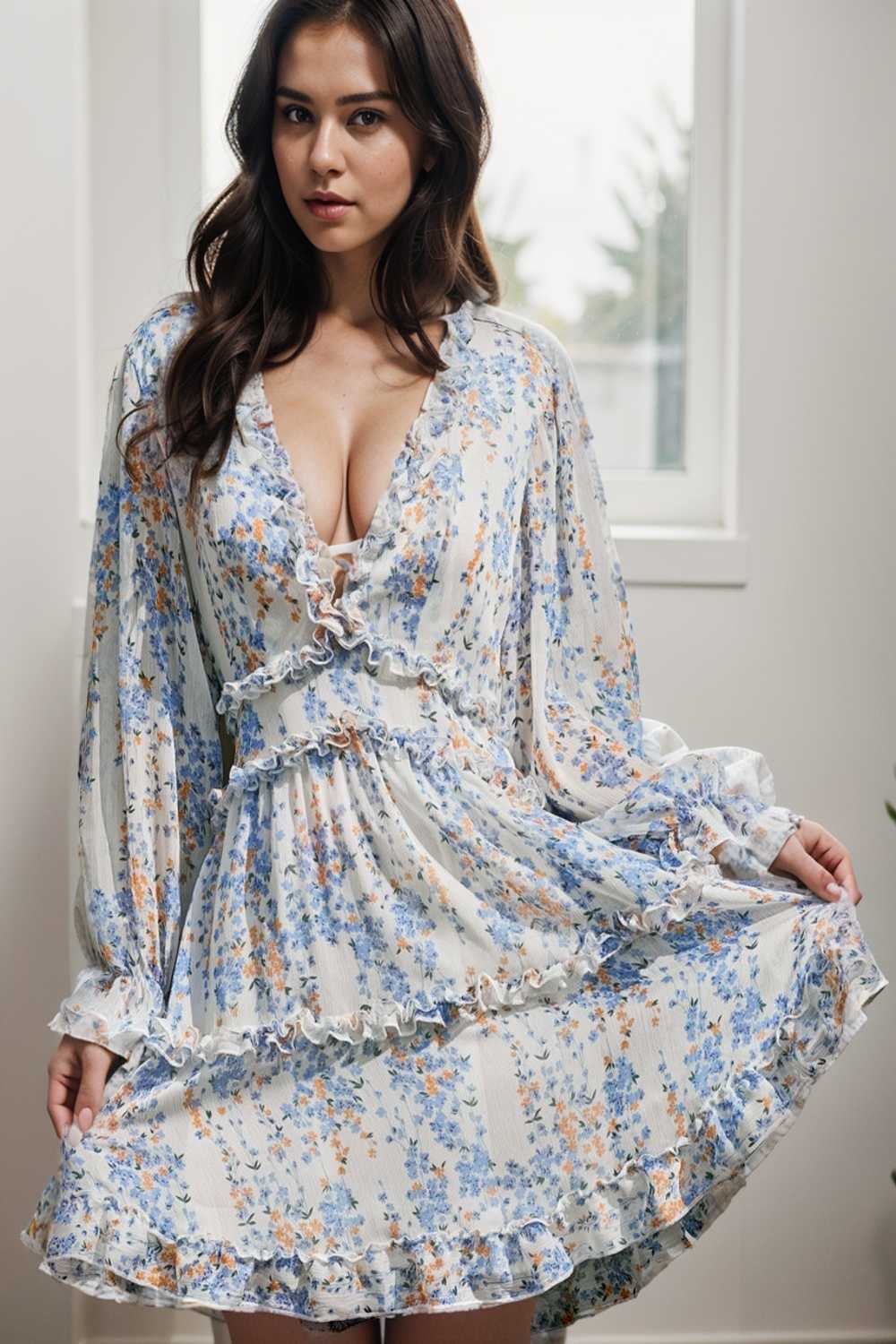 loose leopard print v neck dress drop shoulder a line closed cape paneled 134757