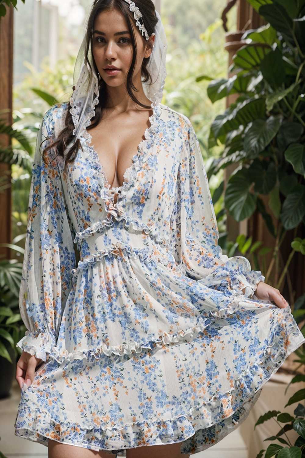 loose leopard print v neck dress drop shoulder a line closed cape paneled 106990