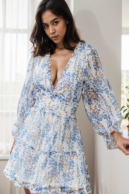 loose leopard print v neck dress drop shoulder a line closed cape paneled 115909