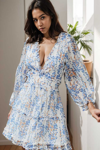 loose leopard print v neck dress drop shoulder a line closed cape paneled 121048
