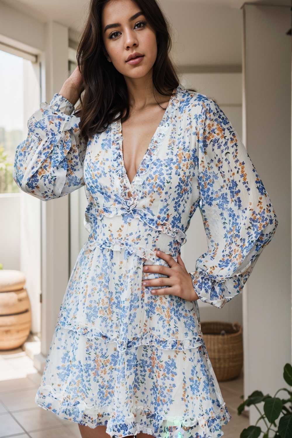 loose leopard print v neck dress drop shoulder a line closed cape paneled 106935