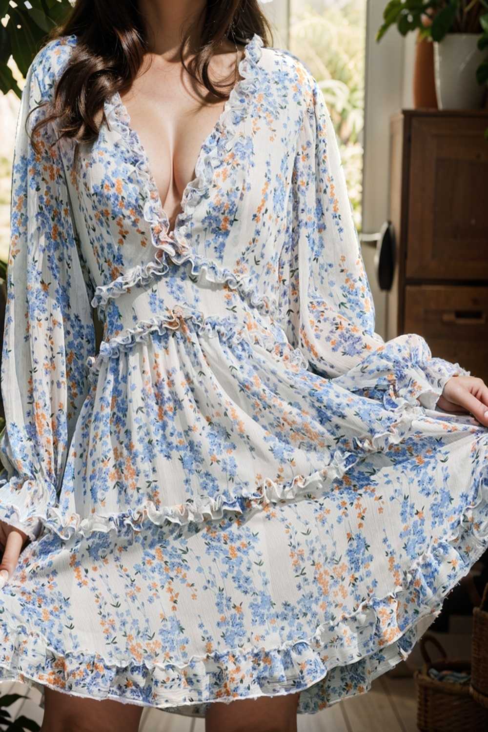 loose leopard print v neck dress drop shoulder a line closed cape paneled 128272