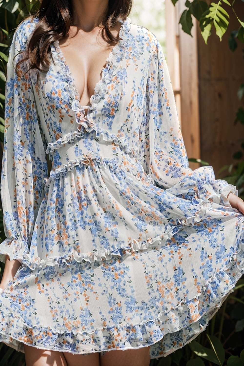 loose leopard print v neck dress drop shoulder a line closed cape paneled 128266