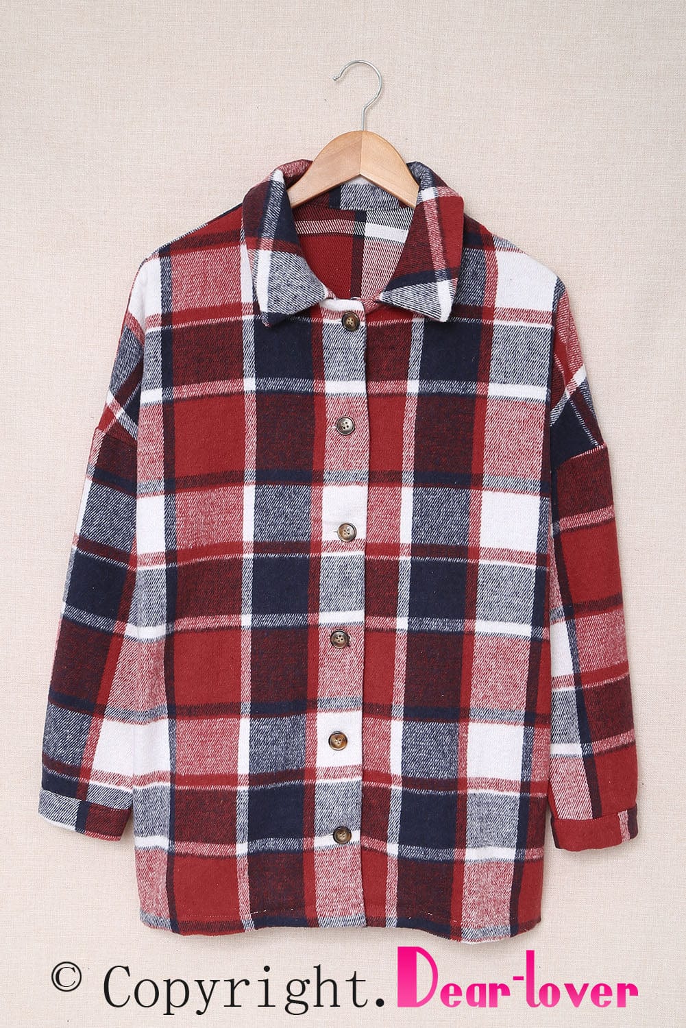 Loose Plaid Flannel Wool Lapel Coat