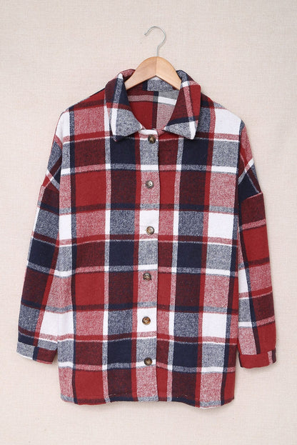 Loose Plaid Flannel Wool Lapel Coat