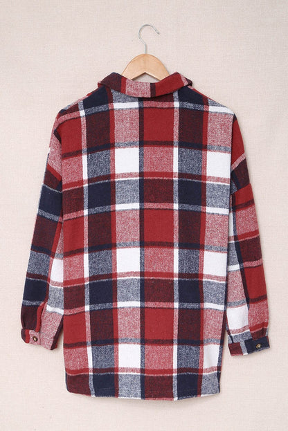 Loose Plaid Flannel Wool Lapel Coat